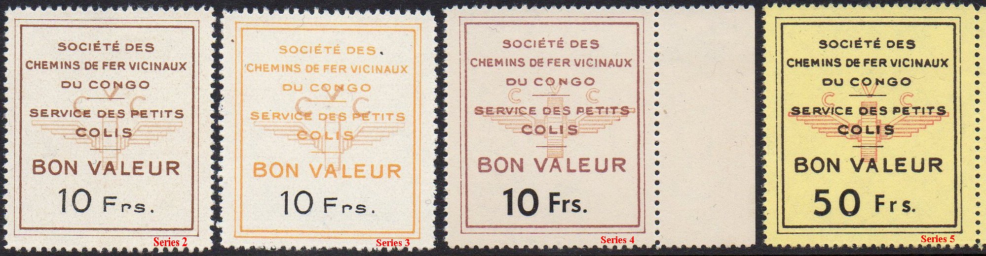 Timbres ferroviaires du Vicicongo S�ries 2 � 5
